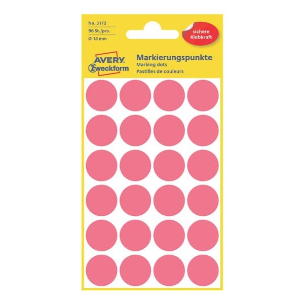 Avery Zweckform Avery Zweckform Markierungspunkte - 18 mm Ø - selbstklebend rot Image