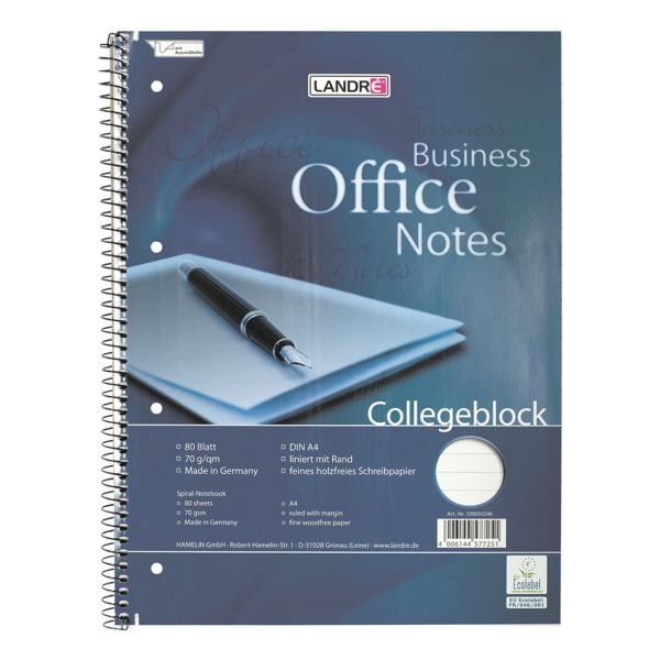Landré Collegeblock »Work« 100050246 A4 liniert, holzfreies Schreibpapier blau Image