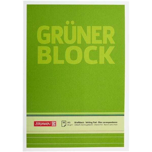 Brunnen Briefblock A5 liniert »Der grüne Block« grün, 14.8x21 cm Image