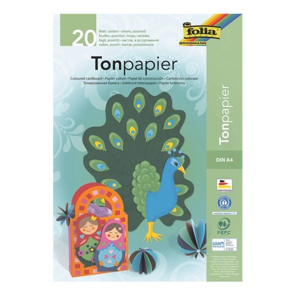 folia Tonpapier 130 g/m² 10 Farben A4 20 Blatt Image