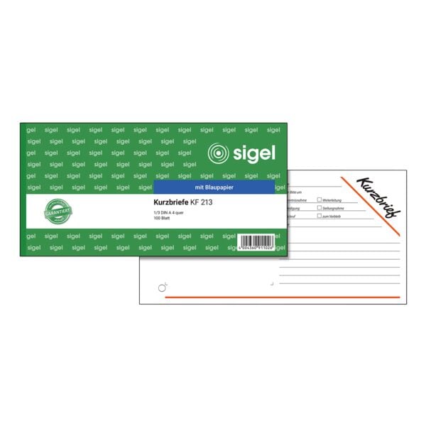 Sigel Formularbuch »Kurzbrief« KF213 weiß, 21x9.9 cm Image