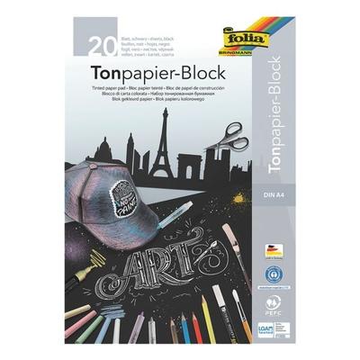 Tonpapier-Block 130 g/m² schwarz A4 20 Blatt schwarz, folia, 21x29.7 cm