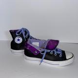Converse Shoes | Converse Satin Hi Tops With Floral Interior | Color: Black/Purple | Size: 6