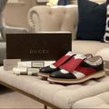Gucci Shoes | Gucci Beaufort Black/White/Red Lace-Up Oxford Shoes | Color: Black/Red | Size: 12