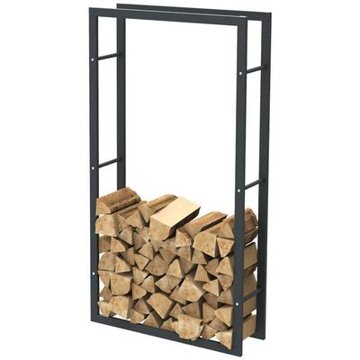 HHWPF0023 Holzablage aus schwarzem Stahl 150x80x25CM, Rack für Brennholz, Kaminholzablage. - Bc-elec Image