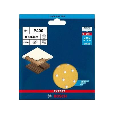 Bosch - Professional Expert C470 Schleifpapier Mehrloch für Exzenterschleifer, 125 mm, g 400,