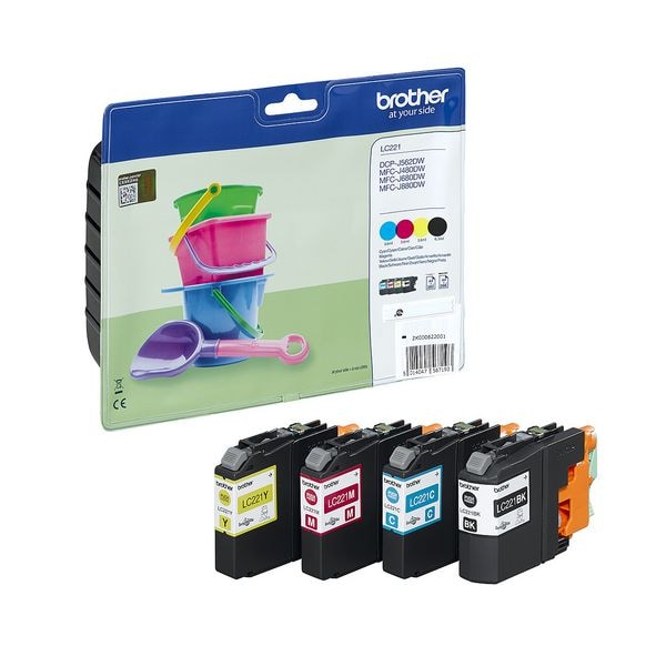 Brother 4er-Pack Tintenpatronen »LC-221BK/C/M/Y« schwarz, cyan, magenta, gelb Image