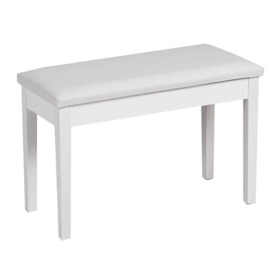 Costway Solid Wood PU Leather Padded Piano Bench Keyboard Seat-White