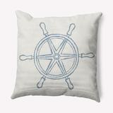 Large Ship Wheel Nautical Indoor/Outdoor Throw Pillow