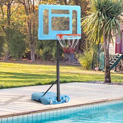 Soozier Poolside Basketball Hoop Stand, 36.5"-48.5" Height Adjustable Portable Hoop System for Adults & Kids, Blue