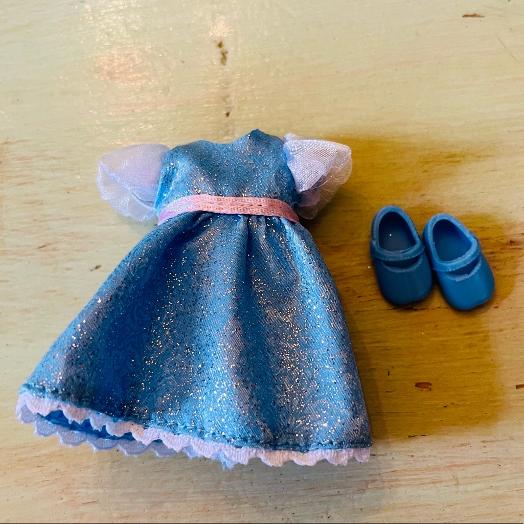 Disney Toys | Disney Animators 5” Doll Clothes Cinderella Glitter Dress Shoes Outfit | Color: Blue/Pink | Size: Osg