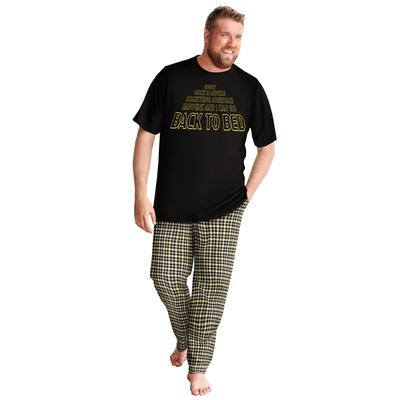 Men's Big & Tall Lightweight Cotton Novelty PJ Set by KingSize in Back To Bed (Size L) Pajamas