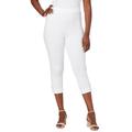 Plus Size Women's Stretch Cotton Cuff-Button Capri Legging by Jessica London in White (Size 3X)