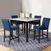 Rosdorf Park Kate 42 Inch 5 Piece Counter Table Set w/ Velvet Seating, Blue Wood/Upholstered in Brown/White | 36 H x 42 W x 42 D in | Wayfair
