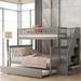 Aniyia Twin Over Full Solid Wood Standard Bunk Bed w/ Trundle by Harriet Bee Wood in Brown/Gray | 65.3 H x 57.8 W x 76.3 D in | Wayfair