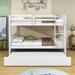 Harriet Bee Twin Over Full Wooden Standard Bunk w/ Twin Size Trundle in White | 59 H x 57 W x 79 D in | Wayfair 5A4F5B699C5B4FA497AE2145938F38C7