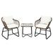 3 PCS Patio Bistro Set Outdoor Rattan Armchairs and Coffee Table Set