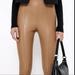 Zara Pants & Jumpsuits | Nwt Zara Faux Leather Mid Rise Pants | Color: Tan | Size: S