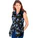 Plus Size Women's Sleeveless Kate Big Shirt by Roaman's in Blue Rose Floral (Size 40 W) Button Down Shirt Blouse