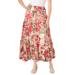 Plus Size Women's Pull-On Elastic Waist Crinkle Printed Skirt by Woman Within in Sweet Coral Floral Animal (Size 1X)