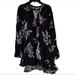 Free People Tops | Free People Black Floral Print Long Sleeve Tunic Sz:M | Color: Black | Size: M