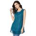 Plus Size Women's Embroidered Acid Wash Tank by Roaman's in Deep Teal (Size 20 W)