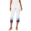 Plus Size Women's Tie-Dye Capri by Denim 24/7 in Navy Dip Dye (Size 32 W)