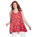 Plus Size Women's High-Low Button Front Tank by Woman Within in Vivid Red Stars (Size M) Top