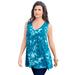 Plus Size Women's Swing Ultimate Tank by Roaman's in Teal Acid Tie Dye (Size 18/20) Top