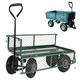 Garden TRAILER Cart with Liner Pull Along Trolley Heavy Duty Green Mesh Utility Gardeners Wagon, Removable Folding Sides, Pneumatic Tyres, Outdoor Cart for Gardening, Festivals, Camping 200Kg Loading