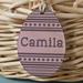 Personalization Mall Easter Egg Name Personalized Wooden Stain Tag Wood in Brown | 3.75 H x 3.5 W x 0.5 D in | Wayfair 27192-P