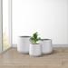 Latitude Run® Kante 3 Piece Round Concrete Planter, Outdoor Indoor Large Planter Pots Containers w/ Drainage Holes for Set Concrete in White | Wayfair