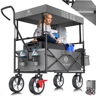Bollerwagen faltbar mit Dach Handwagen Transportkarre Gerätewagen inkl. 2 Netztaschen und Einer Image