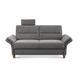 CAVADORE 3-Sitzer Sofa Wyk / 3er Couch im Landhausstil mit Federkern, Kopfstütze + Holzfüßen / 186 x 90 x 89 / Chenille, Grau