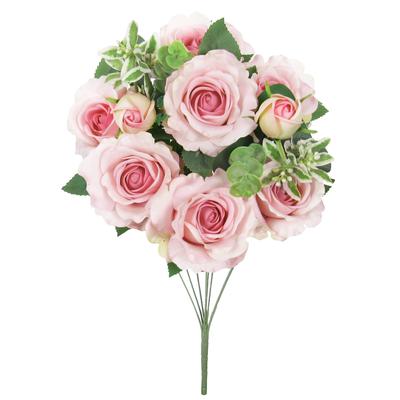 Set of 2 Light Pink Artificial Sweet Rose Flower Stem Bush Bouquet 20in - 20