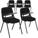 5 Pack Padded Ergonomic Shell Chair with Right Handed Flip-Up Tablet Arm