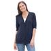 Plus Size Women's Lightweight Short Sleeve V-Neck Cardigan by Woman Within in Navy (Size 1X)