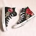 Converse Shoes | High Top Floral Embroidered Converse | Color: Black/White | Size: Various
