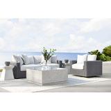 Bernhardt Capri Swivel Patio Chair w/ Cushions Wicker/Rattan in Gray | 25.5 H x 41 W x 38 D in | Wayfair OP1012S_6032-010