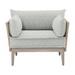 Bernhardt Catalonia Patio Chair w/ Cushions Wood/Metal in Brown, Size 26.0 H x 38.0 W x 31.5 D in | Wayfair O1502_6023-010