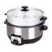 Tayama 3 Qt. Black Stainless Steel Electric Non-Stick Hot Pot Multi-Cooker w/ Steamer Glass Lid Aluminum/Metal in Gray | Wayfair TMC-130SB