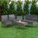 Costway 4PCS Patio Rattan Furniture Set Cushioned Chair Wooden - See Details