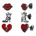 Disney Jewelry | Disney La Rocks Silver Plated Set Of 3 Cruella Stud Earrings | Color: Red/Silver | Size: Os