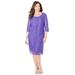 Plus Size Women's Crochet Trim Shift Dress by Catherines in Dark Violet (Size 4X)