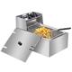 Deep Fat Fryer 6 Litre Easy Clean, Chip Pans With Basket And Lid, 2500w 220-240v Stainless Steel Single Cylinder Electric Fryers