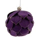 Northlight Seasonal 7" Purple Flower Glitter Petal Shatterproof Ball Christmas Ornament Fabric in Indigo | 7 H x 6 W x 6 D in | Wayfair