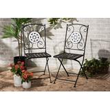 Baxton Studio Julius Modern and Contemporary Black Finished Metal and Multi-Colored Glass 2-Piece Outdoor Dining Chair Set - Wholesale Interiors H01-100347 Mosaic Chair