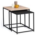 Lot de 2 tables basses gigognes denton 40/45 métal noir et bois design industriel - Multicolore