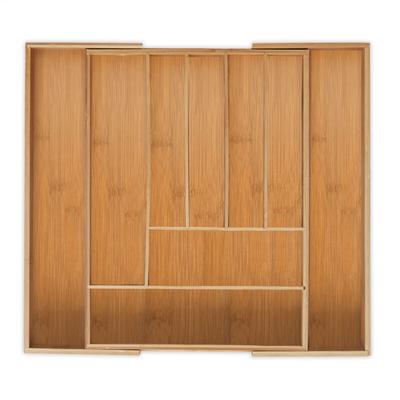 Besteckkasten, Bambus, ausziehbar, Besteckeinsatz für Schubladen, 7 bis 9 Fächer, hbt 5x49,5x44,5 Image