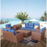 6 Pieces Patio Cushion Wicker Rattan Garden Couch Set